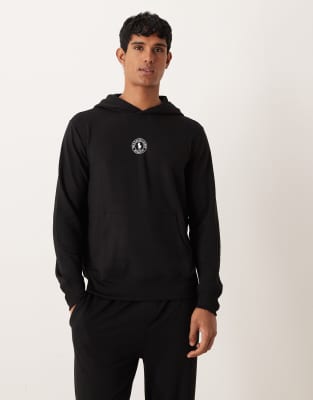 Polo Ralph Lauren central icon logo lounge co-ord hoodie in black