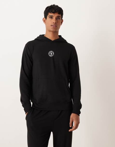 Polo Ralph Lauren central icon logo lounge hoodie in black (Part of a set) - view 1