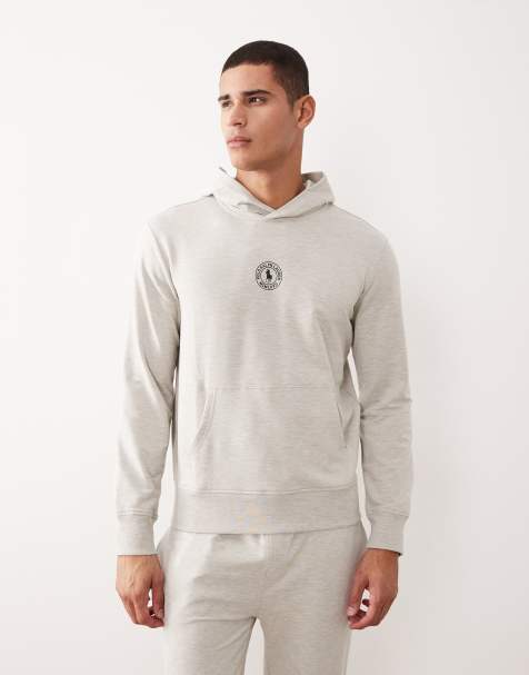 Polo Ralph Lauren central icon logo lounge hoodie in grey marl (part of a set) - view 1
