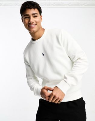Polo Ralph Lauren central icon logo sweatshirt in white - ASOS Price Checker