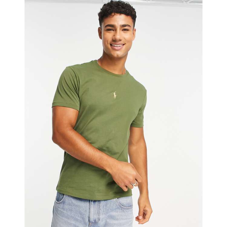 Polo Ralph Lauren central icon logo t-shirt custom fit in olive green | ASOS