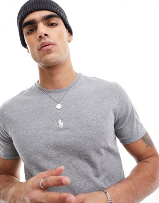 Polo Ralph Lauren central icon logo t-shirt in charcoal marl