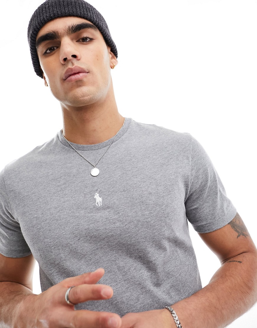 Polo Ralph Lauren central icon logo t-shirt in charcoal marl-Grey