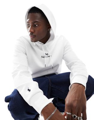 Polo Ralph Lauren Central Logo Double Knit Hoodie In White