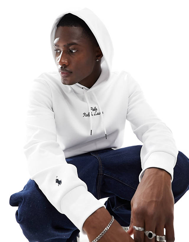 Polo Ralph Lauren - central logo double knit hoodie in white