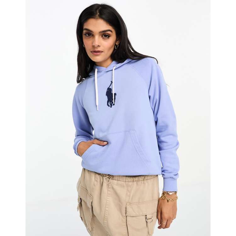 Polo Ralph Lauren central logo hoodie in light blue