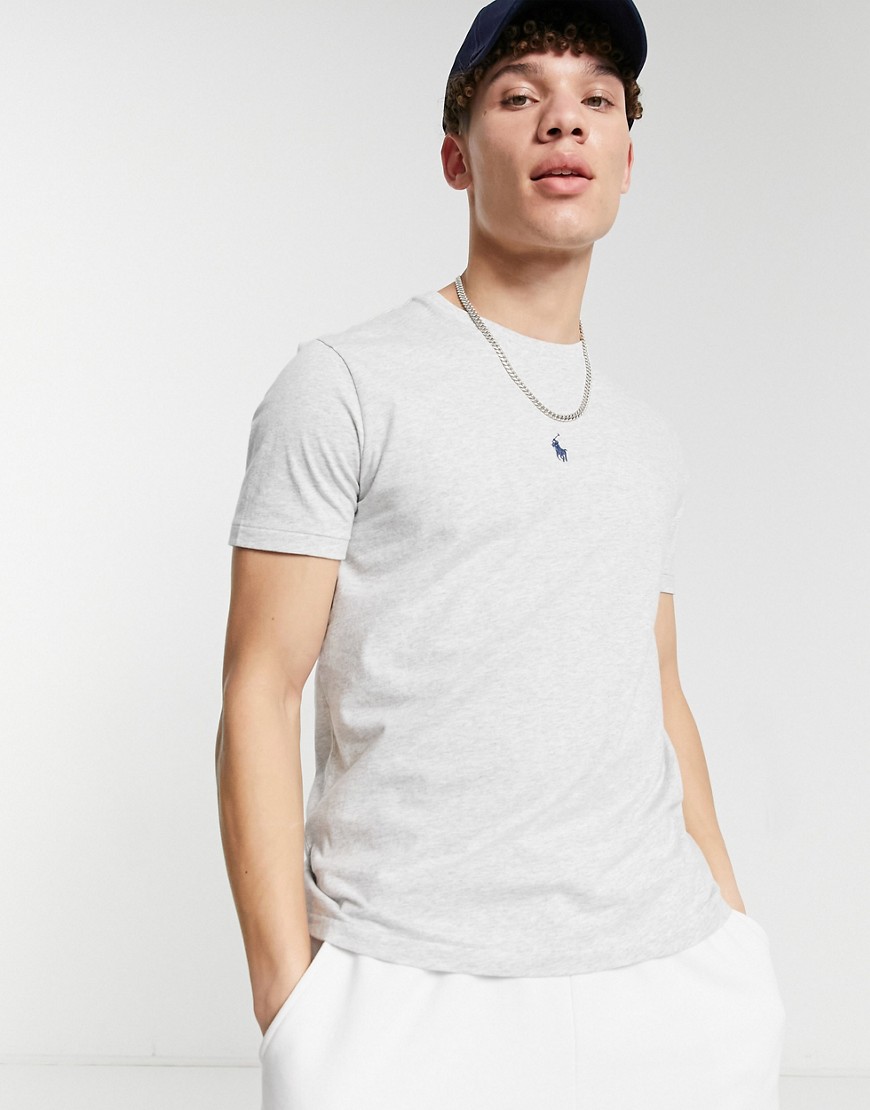 Polo Ralph Lauren central player logo t-shirt in light sport heather gray-Grey