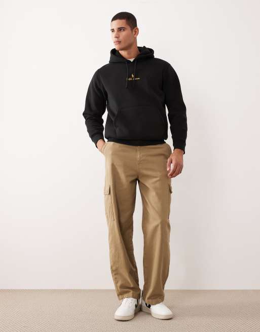 Polo Ralph Lauren central script icon logo borg hoodie in black, 2 of 5