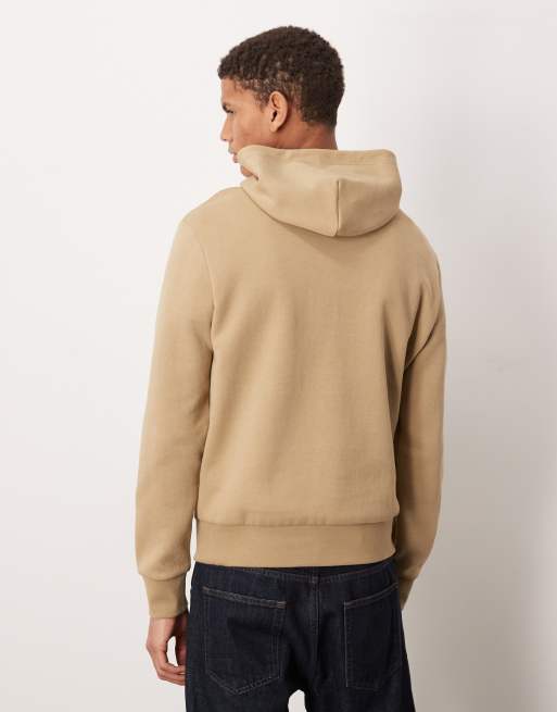 Polo Ralph Lauren central script icon logo double knit jersey hoodie in beige, 3 of 5