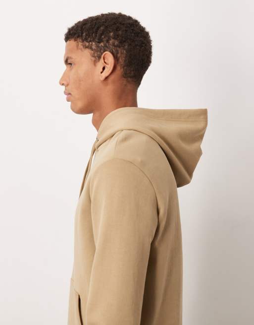 Polo Ralph Lauren central script icon logo double knit jersey hoodie in beige, 4 of 5
