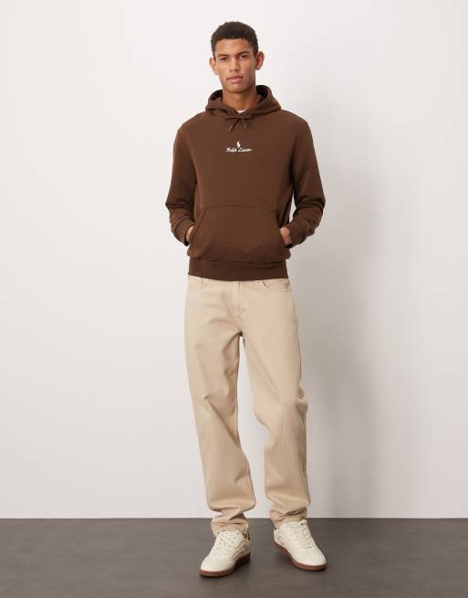 Polo Ralph Lauren central script icon logo double knit jersey hoodie in brown, 2 of 5