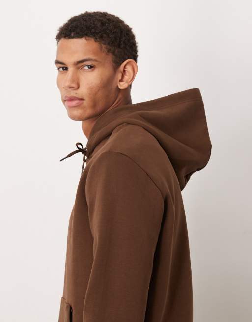Polo Ralph Lauren central script icon logo double knit jersey hoodie in brown, 4 of 5