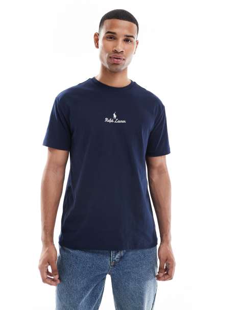 Polo Ralph Lauren central script icon logo t-shirt classic oversized fit in navy - view 1