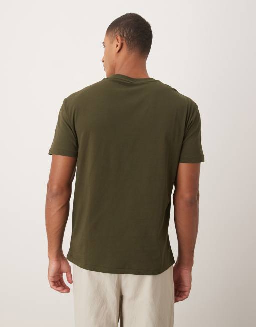 Polo Ralph Lauren central script icon logo t-shirt classic oversized fit in olive green, 3 of 5