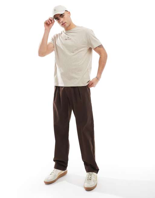 Polo Ralph Lauren central script logo t-shirt classic oversized fit in beige marl, 2 of 4