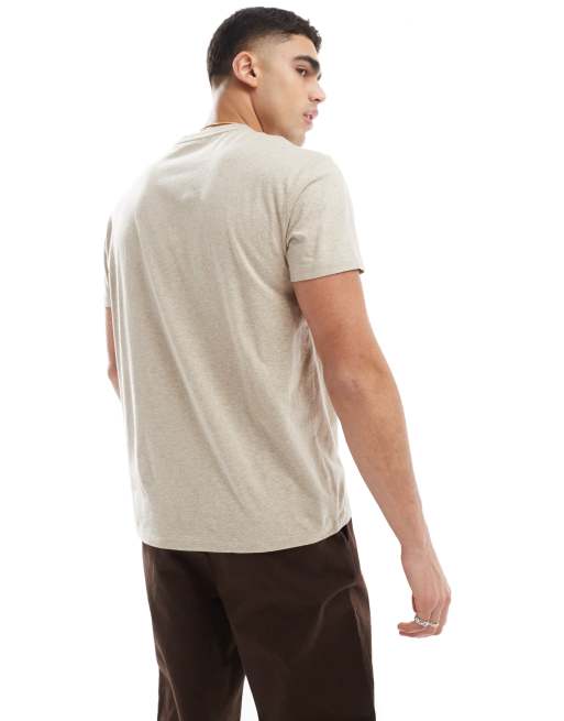 Polo Ralph Lauren central script logo t-shirt classic oversized fit in beige marl, 4 of 4