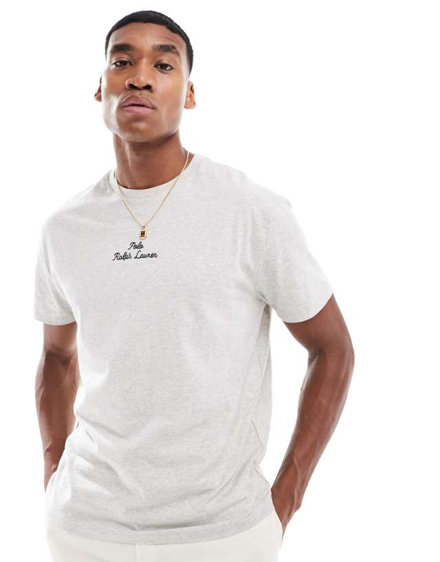 Polo Ralph Lauren - central script logo t-shirt classic oversized fit in grey marl