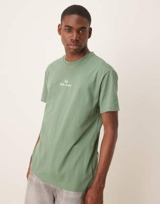 [Polo Ralph Lauren] Polo Ralph Lauren central script logo t-shirt classic oversized fit in light green S Light green