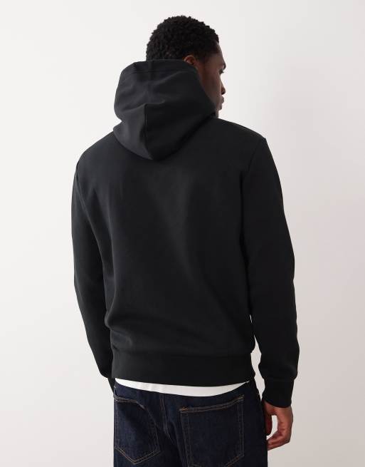 Polo Ralph Lauren central script player logo double knit hoodie in black, 3 of 5