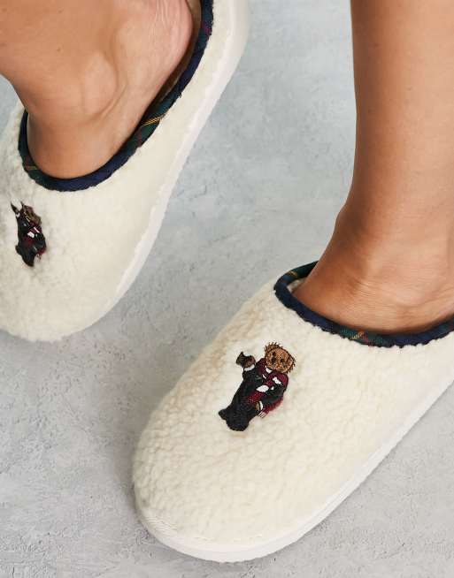 Polo Ralph Lauren - Charlotte - Teddy pantoffels in crème, 4 van 4