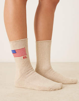 Polo Ralph Lauren - Chaussettes avec logo drapeau - Gris