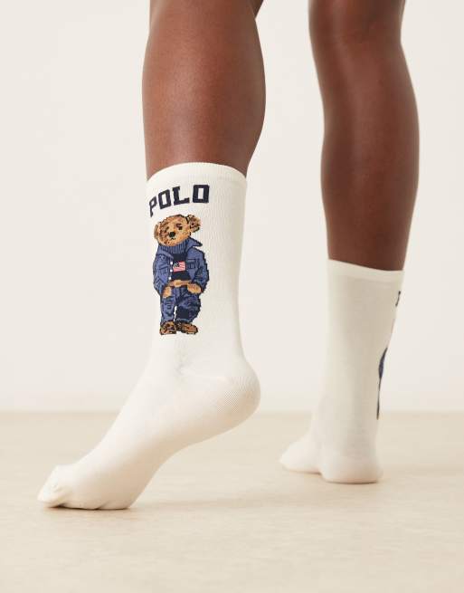 Polo Ralph Lauren - Chaussettes avec logo ours - Crème, 3 de 3