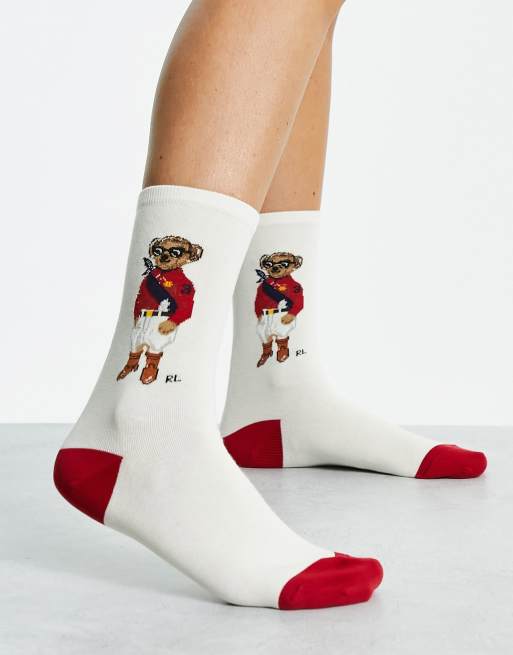 Polo Ralph Lauren Chaussettes avec motif ours lunettes Cr me