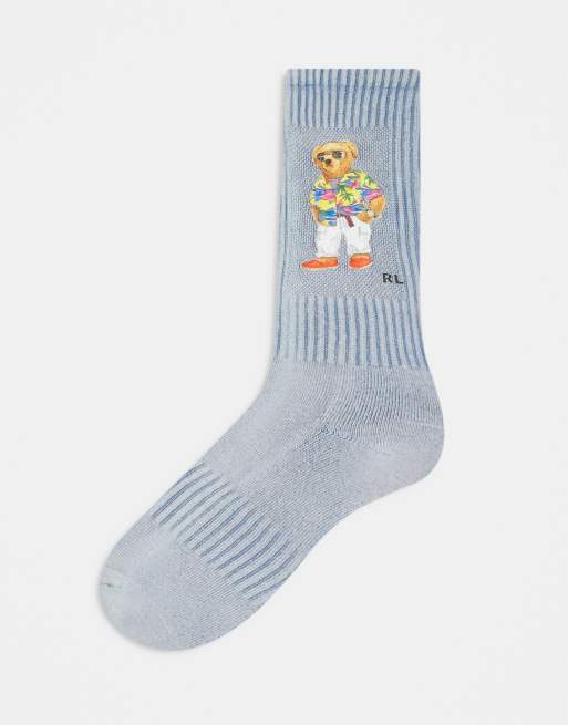 Polo Ralph Lauren - Chaussettes effet tie-dye avec logo ours - Bleu