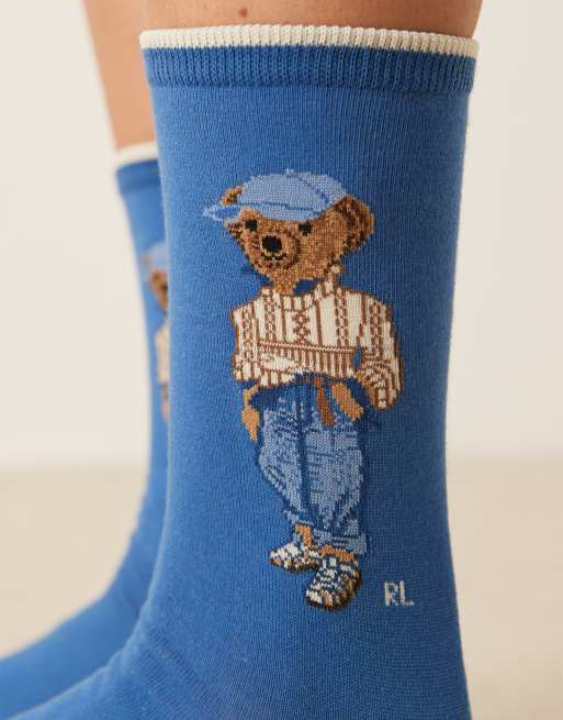 Polo Ralph Lauren - Chaussettes motif ours - Bleu, 2 de 3