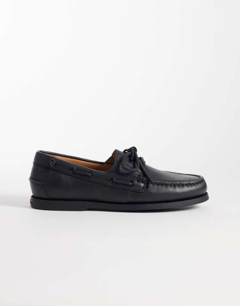 Polo Ralph Lauren - Chaussures bateau en cuir avec pampilles - Noir - view 1