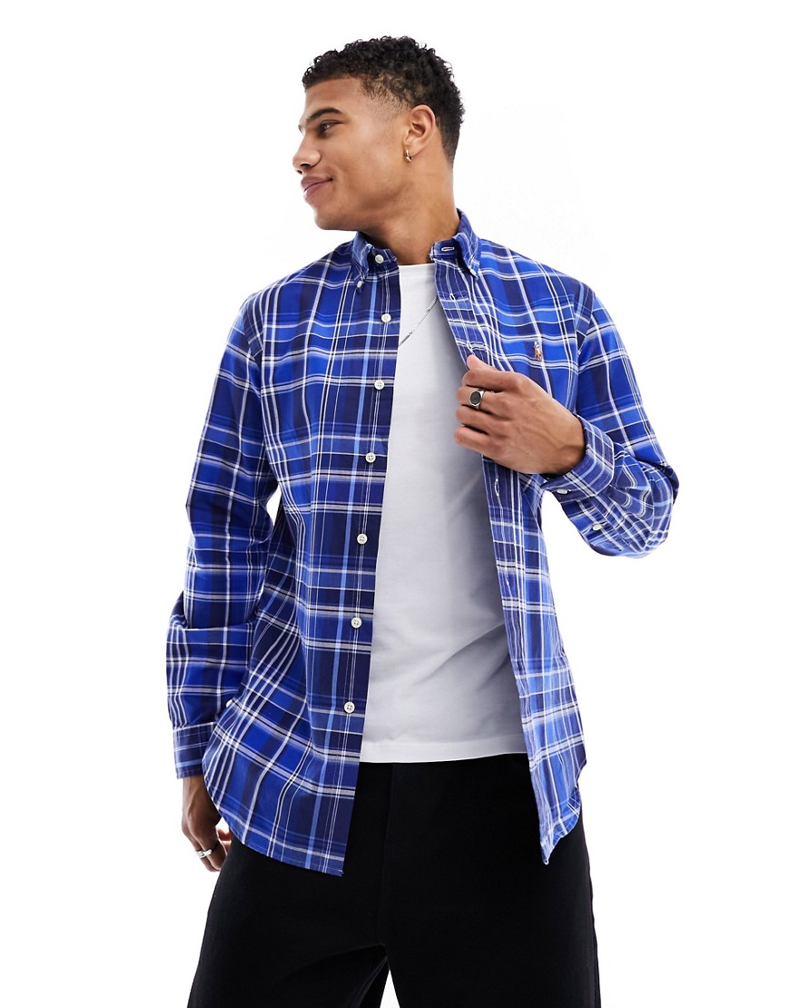 Polo Ralph Lauren check custom fit oxford shirt in blue multi