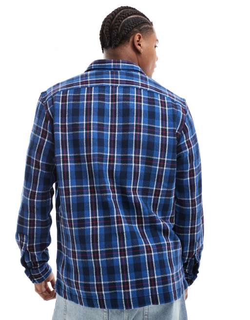 Polo Ralph Lauren check flannel classic oversized fit shirt in blue/navy, 4 of 4