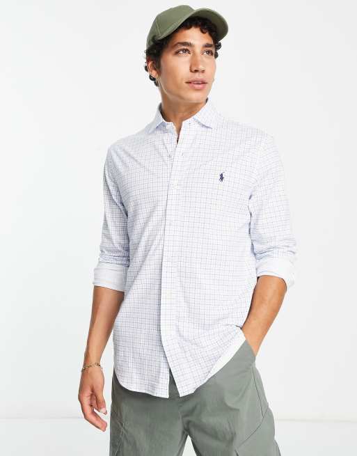 ralph lauren blue and white checkered shirt