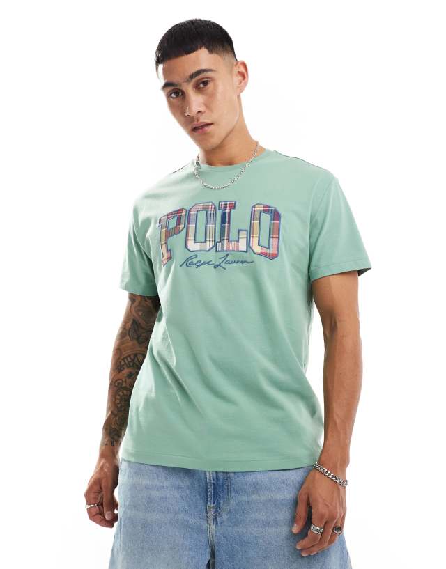 Polo Ralph Lauren - check logo print t-shirt classic oversized fit in light green