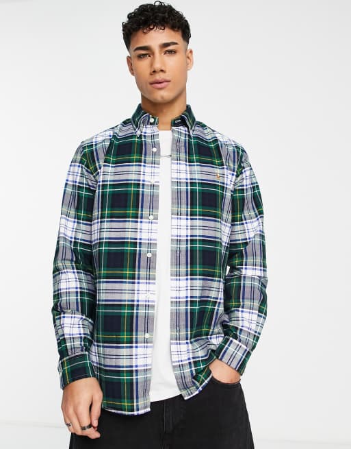 Polo Ralph Lauren check oxford shirt custom regular fit in green/blue | ASOS