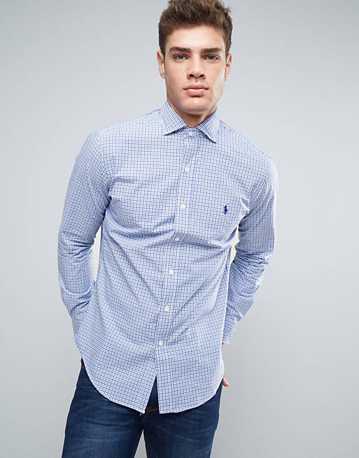 Polo Ralph Lauren Check Shirt Slim Fit Cutaway Collar Poplin | ASOS