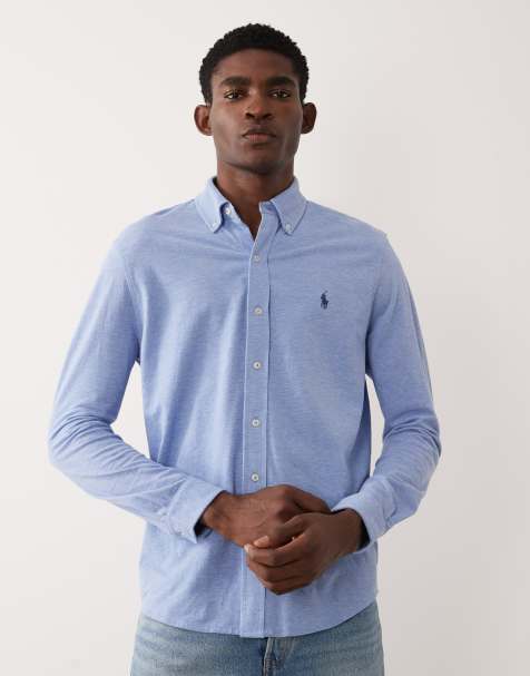 Polo Ralph Lauren - Chemise à manches longues en popeline avec logo - Bleu - view 1