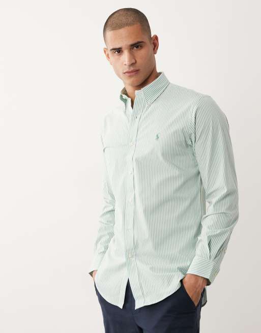 Polo Ralph Lauren - Chemise à rayures et logo emblématique - Vert clair, 3 de 5