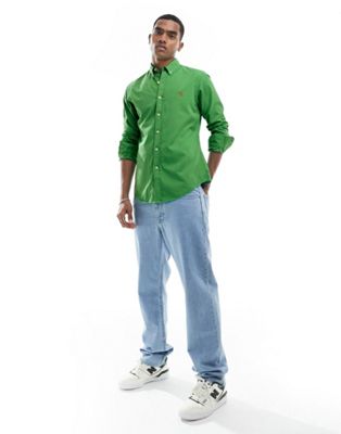 Polo Ralph Lauren icon logo twill shirt slim fit in mid green - ASOS Price Checker