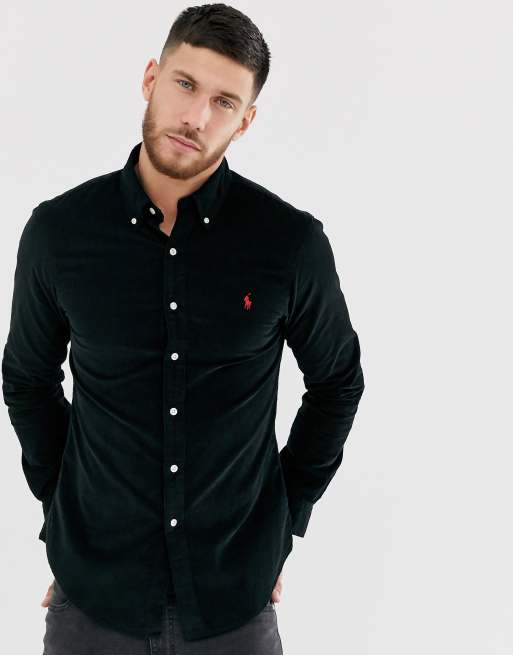 Chemise noire ralph lauren hot sale