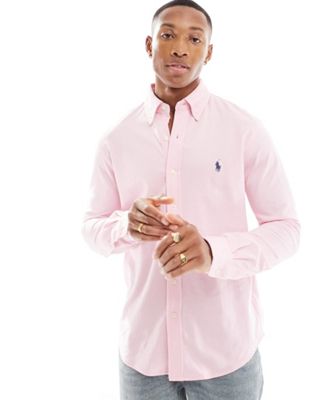 Polo Ralph Lauren icon logo pique shirt in pink - ASOS Price Checker