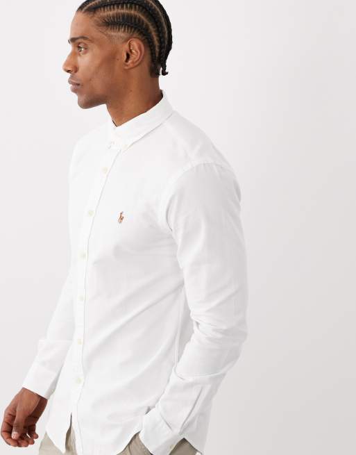 Polo Ralph Lauren - Chemise en popeline stretch coupe slim - Blanc, 4 de 5