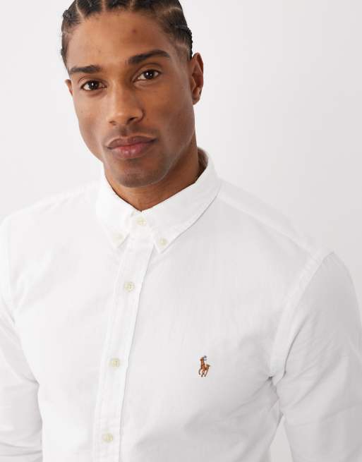 Polo Ralph Lauren - Chemise en popeline stretch coupe slim - Blanc, 5 de 5