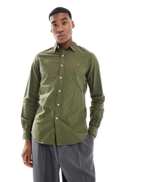 Polo Ralph Lauren - Chemise Oxford ajustée à logo emblématique - Vert foncé teint - view 1