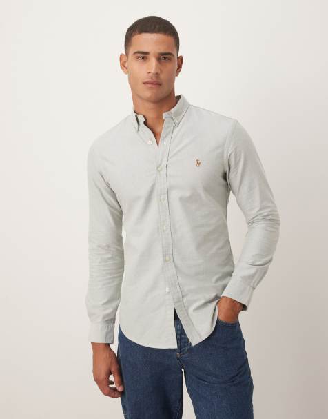 Polo Ralph Lauren - Chemise Oxford ajustée avec logo emblématique - Vert moyen - view 1