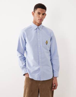 Polo Ralph Lauren - Chemise Oxford ajustée avec logo Polo Bear tiré d'archives - Bleu clair