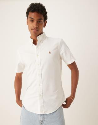 Polo Ralph Lauren - Chemise Oxford avec logo emblématique et manches courtes - Blanc