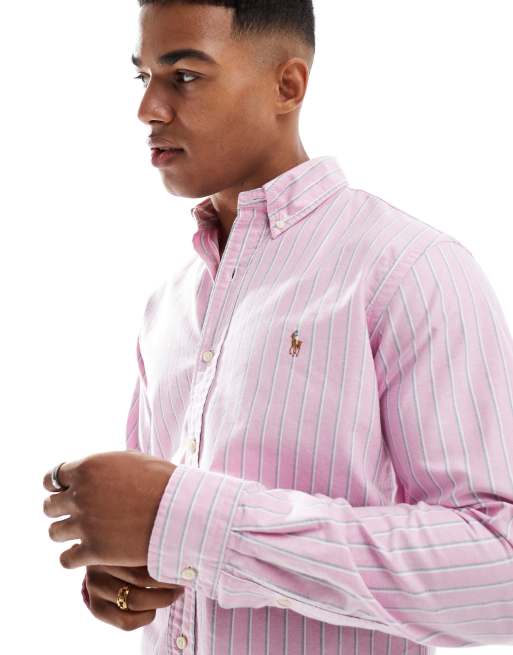 Polo Ralph Lauren Chemise Oxford coupe ajustée à rayures et logo