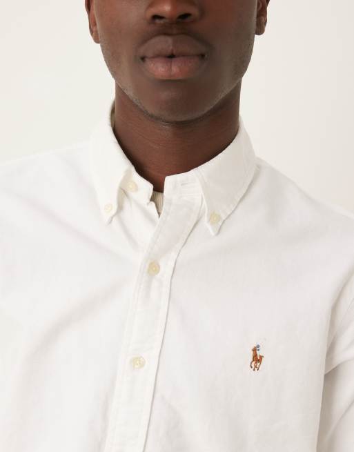 Polo Ralph Lauren - Chemise Oxford coupe cintrée - Blanc, 3 de 4