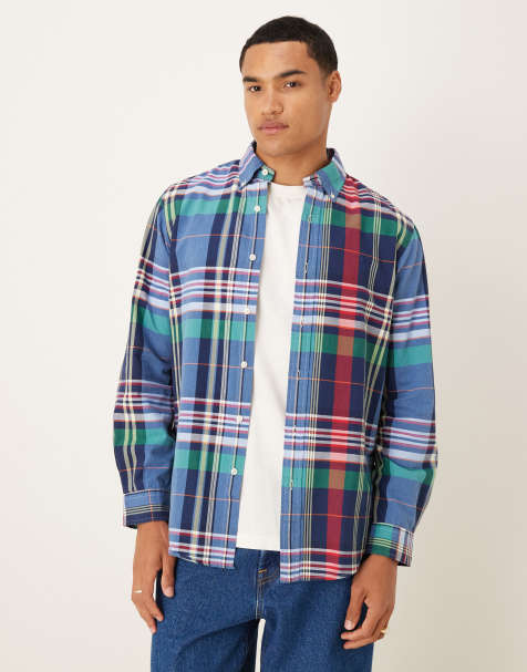 Polo Ralph Lauren - Chemise Oxford effet brossé à carreaux et logo emblématique - Bleu/rouge - view 1